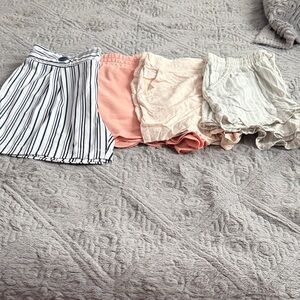 Women's Peach and Cream Elastic-Waist Shorts Duo